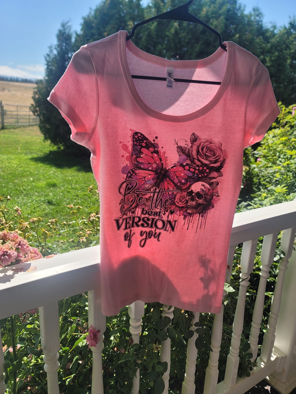 Pink Butterfly Graphic Tee - Be the Best Version of You